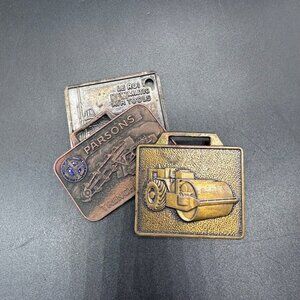 Vintage Construction Advertising Watch Fobs Keychain Parsons Le Roi Buffalo Boma
